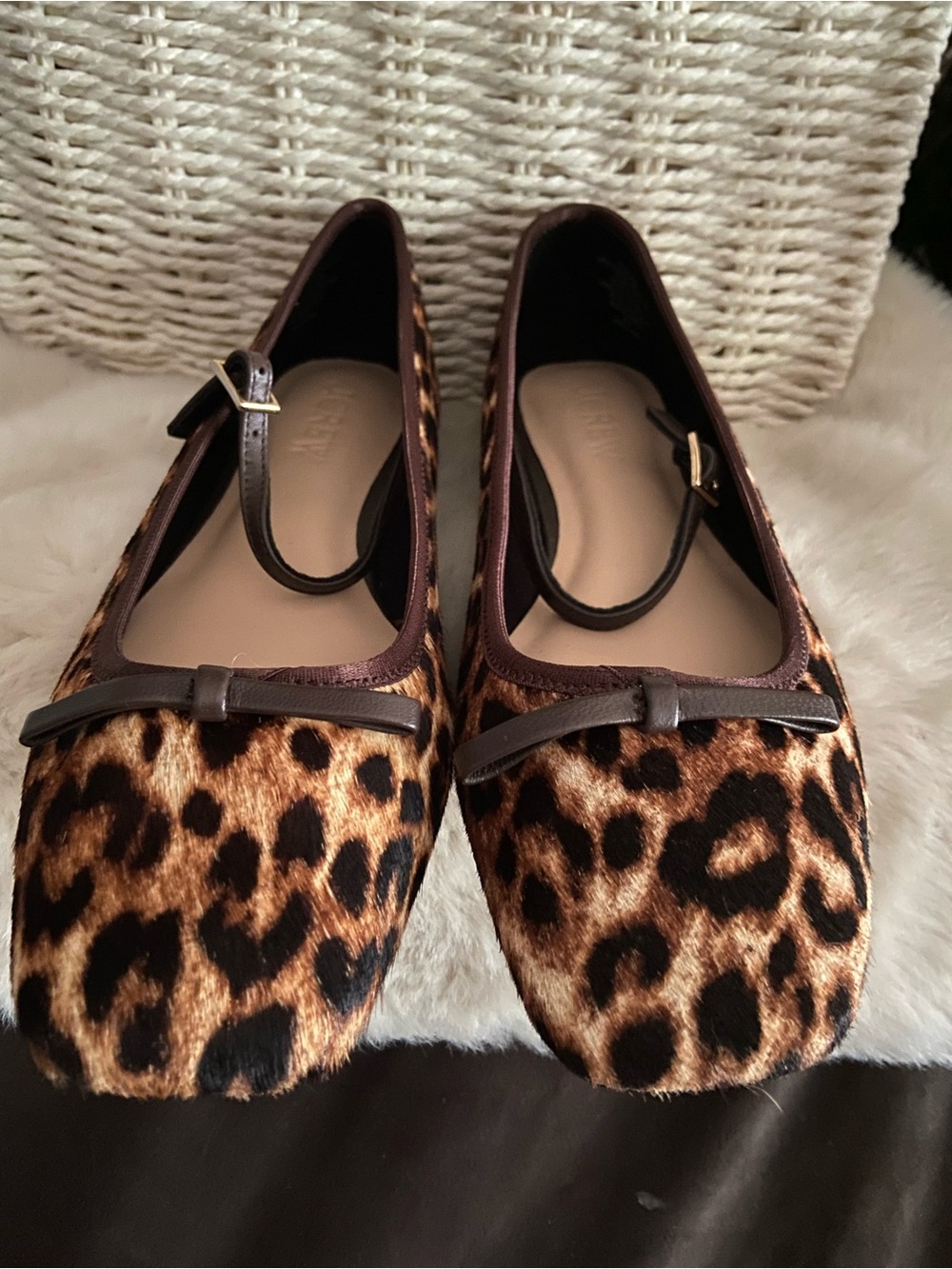 J Crew Quinn Mary Jane Ballet Flats in Leopard Print NWT